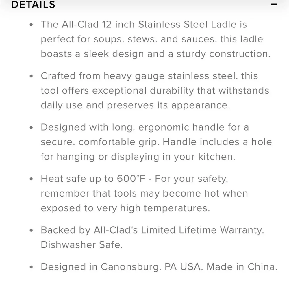 All-Clad Stainless Steel Ladle - Picture 7 of 7
